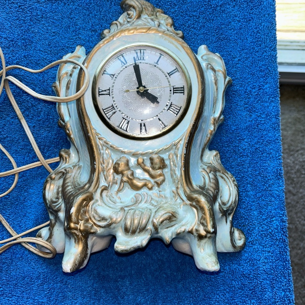 Working Vintage Lanshire Electric Porcelain Clock Made USA Tested